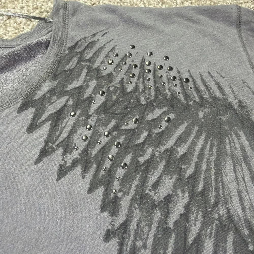 Women's Rock Republic Angel Wing Sweater Gray XL Riveted Distressed